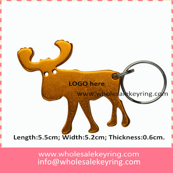 Low cost moose bottle opener keychain Cartoon moose animal bottle opener keyring wholesale 600