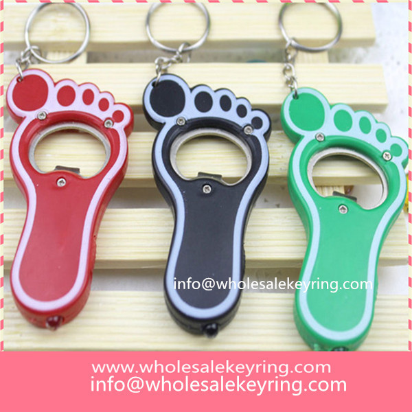 Colorful LED foot shape bottle opener keychain creative foot shape bottle opener keyring 600