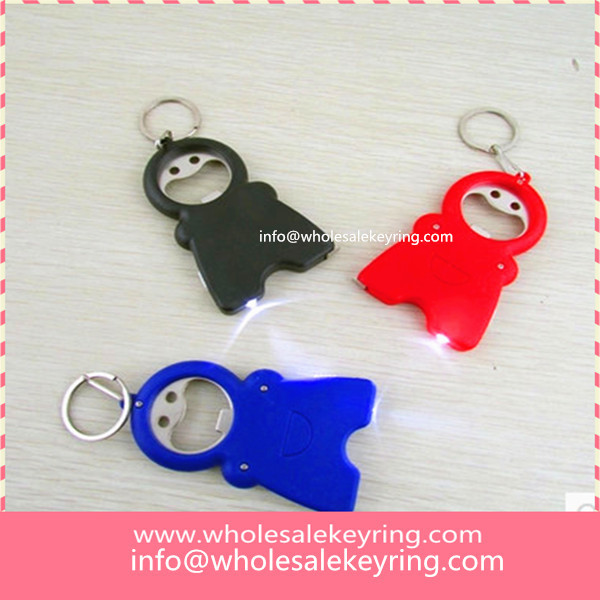 Colorful multi use bottle opener keychain with LED light and tape measure keyring wholesale 600-2