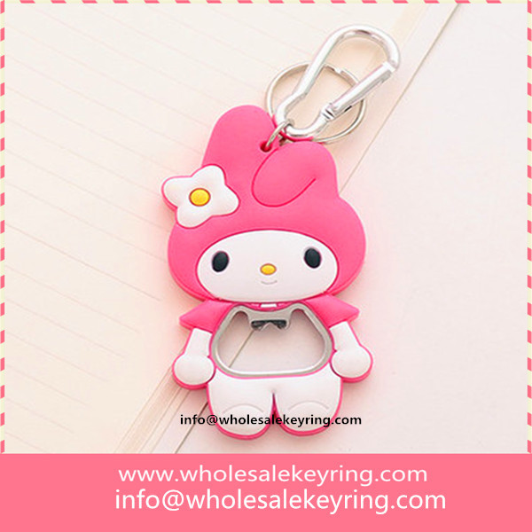 Colorful silicone cartoon Melody bottle opener keychain multi-use Melody keyring wholesale 600