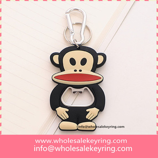 Silicone cartoon Paul Frank shape bottle opener keychain multi-use Paul Frank keyring wholesale 600