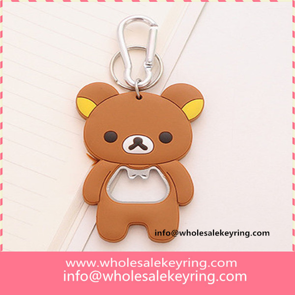 Silicone cartoon Rilakkuma shape bottle opener keychain multi-use Rilakkuma keyring wholesale 600