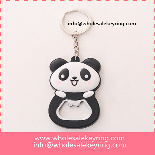 Silicone cartoon panda shape bottle opener keychain multi-use panda keyring keychain wholesale 600