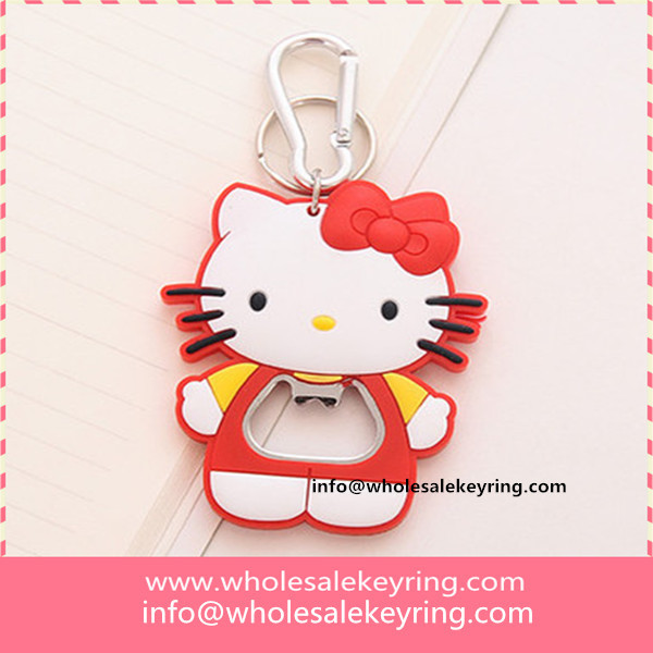 Silicone cartoon red hello kitty shape bottle opener keychain multi-use hello kitty keyring 600