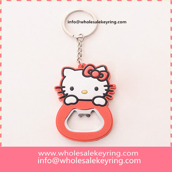 Silicone cartoon red kitty shape bottle opener keychain multi-use kitty keyring keychain wholesale 6