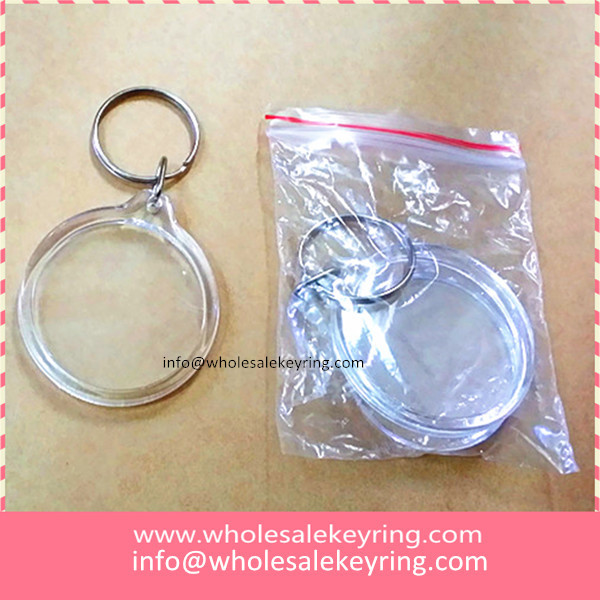 Transparent blank round acrylic keyring keychain low price acrylic key rings wholesale 600-2