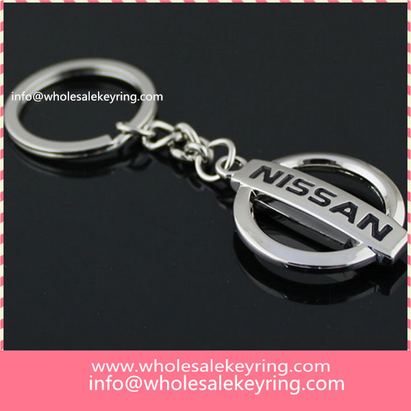 Black NISSAN car logo keyring key ring silver hollowed out NISSAN keychain key chain wholesale 600