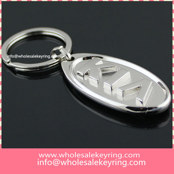 Cheap hollowed out KIA car logo keyring key ring quality silver KIA keychain key chain wholesale 600