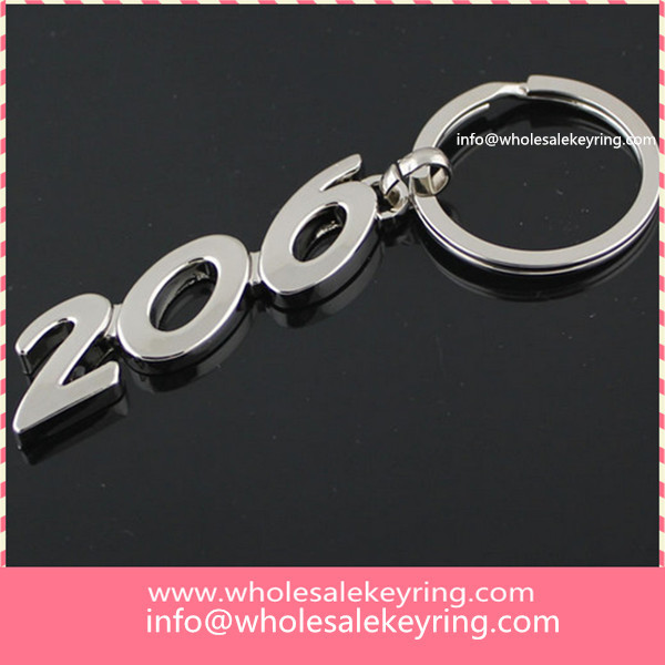 Cheap hollowed out Peugeot206 car logo keyring key ring quality silver Peugeot206 keychain key chain