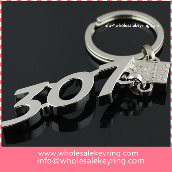 Hollowed out Peugeot307 car logo keyring key ring quality silver Peugeot307 keychain key chain 600