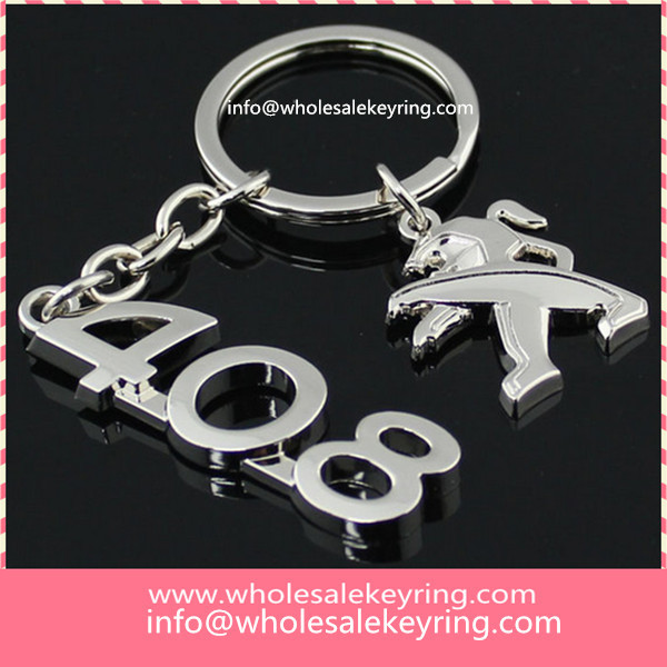 Hollowed out Peugeot408 car logo keyring key ring quality silver Peugeot408 keychain key chain 600