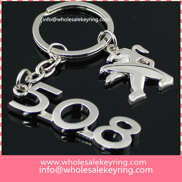 Hollowed out Peugeot508 car logo keyring key ring quality silver Peugeot508 keychain key chain 600