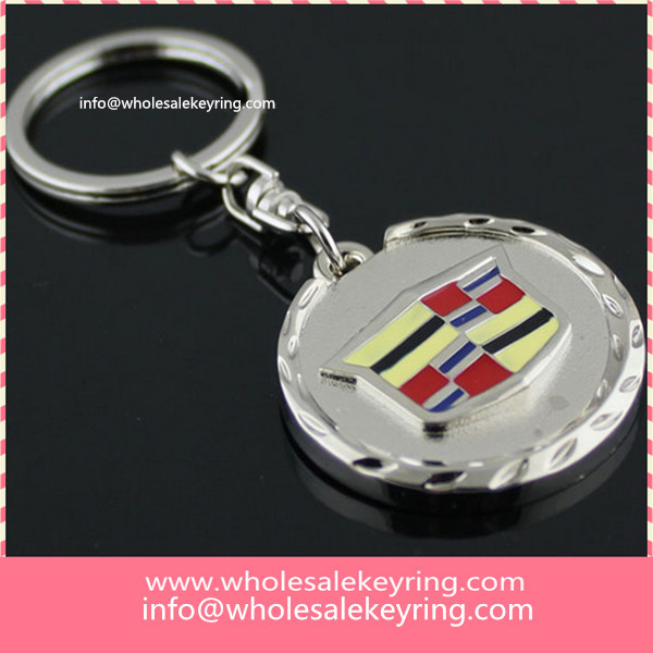 Quality Cadillac car logo keyring key ring silver Cadillac keychain key chain wholesale 600