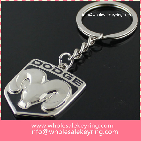 Silver Dodge car logo keyring key ring high quality Dodge keychain key chain wholesale 600