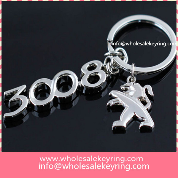 Super Peugeot3008 car logo keyring key ring silver hollowed out Peugeot3008 keychain key chain 600