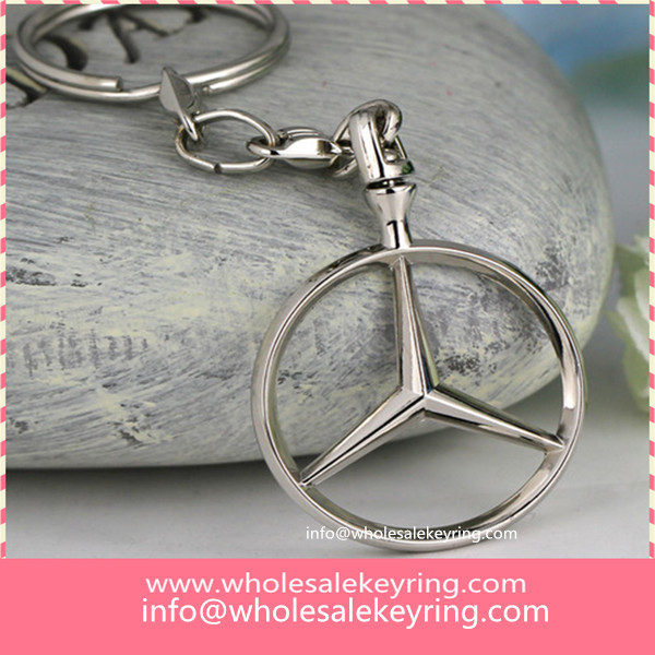 Wholesale hollowed out Small Benz car logo keyring key ring cheap silver Small Benz keychain 600