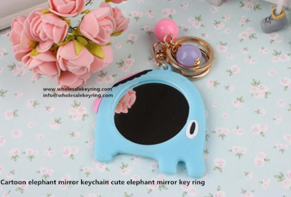 Cartoon elephant mirror keychain cute elephant mirror key ring gift mirror keyring wholesale 600