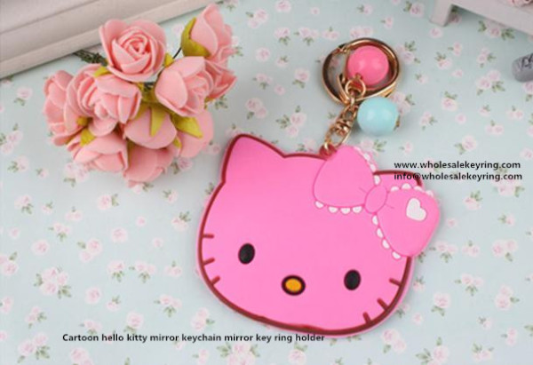 Cartoon hello kitty mirror keychain mirror key ring holder hello kitty wholesale 600-1