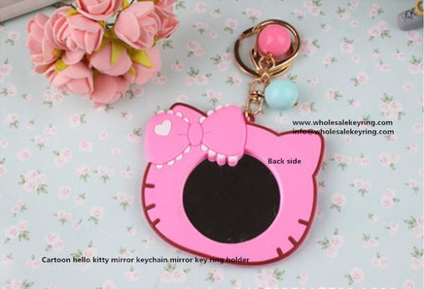 Cartoon hello kitty mirror keychain mirror key ring holder hello kitty wholesale 600-2