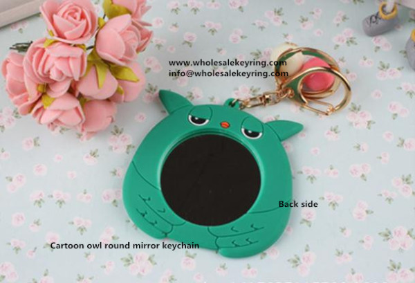 Cartoon owl round mirror keychain portable mirror keyring cute mirror keychain favors 600-2