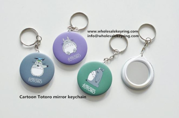 Cartoon Totoro mirror keychain cute Totoro mirror key ring gift mirror keyring wholesale 600