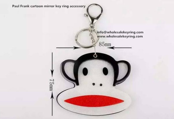 Paul Frank cartoon mirror key ring accessory mirror keychain Paul Frank shape red and white color 62