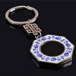 blue and white porcelain keyring