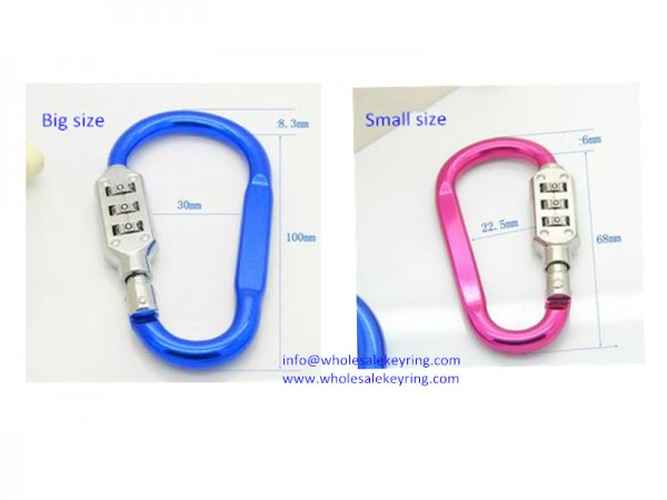 Wholesale D shape gourd shape carabiner keyring with lock 600-2