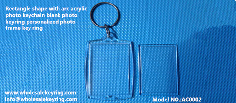 Rectangle shape with arc acrylic photo keychain blank photo keyring personalized photo frame key ring