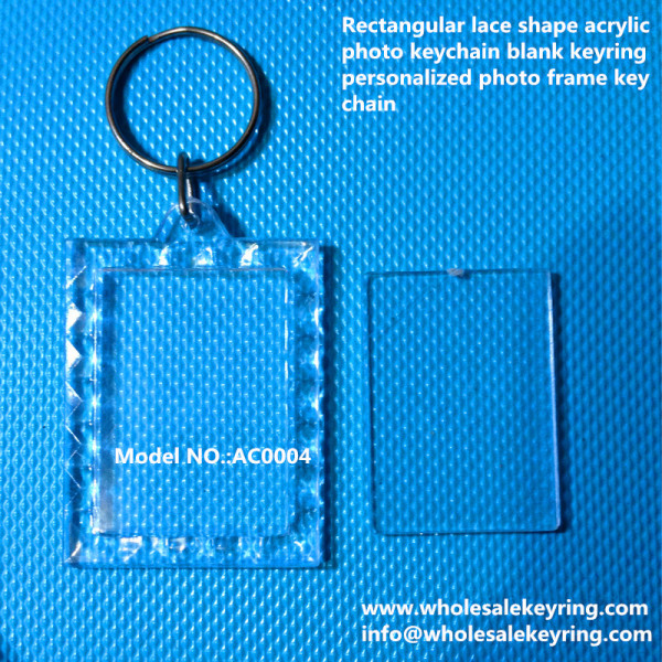 Rectangular lace shape acrylic photo keychain blank keyring personalized photo frame key chain